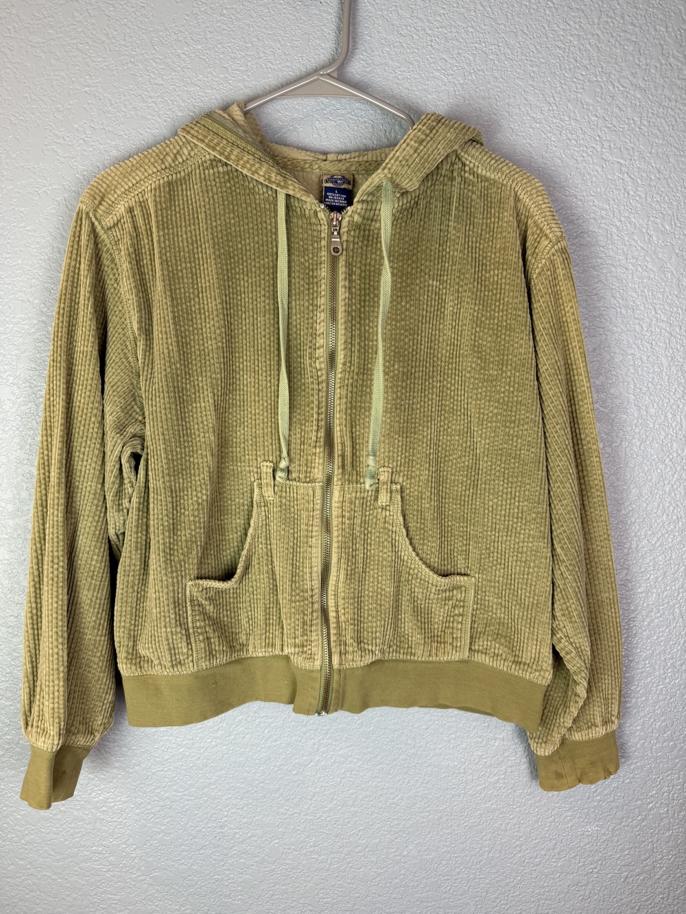 Shaver Lake Casuals Hoodie Jacket Womens Large Corduroy Zip Up Pockets Retro 90s